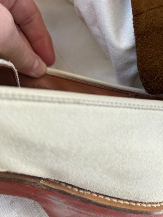 Polo Ralph Lauren cream suede leather Bench made England slipon loafers bucks 95 main image 3